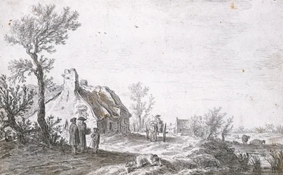 Wiejska droga z psim wozem przed folwarkiem, 1626